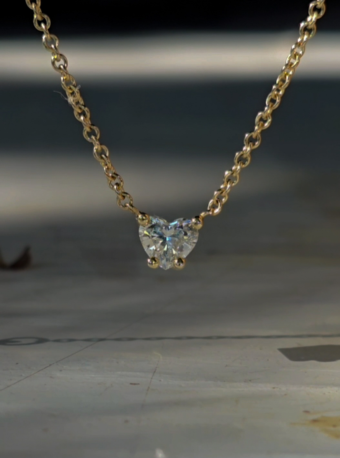 שרשרת יהלום  לב  מרחף 0.50CT  מעבדה