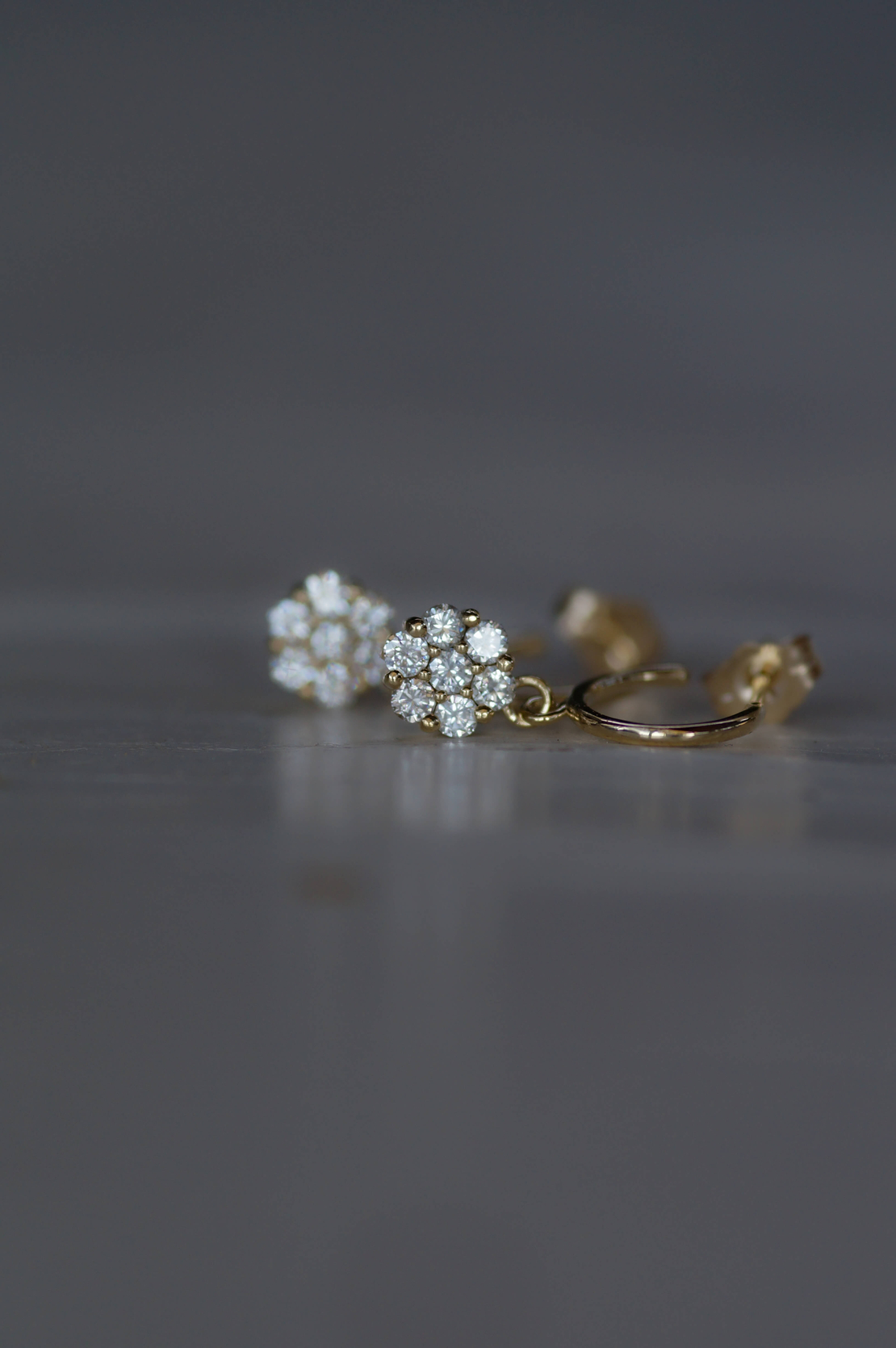 עגיל פלורי יהלומים לבנים