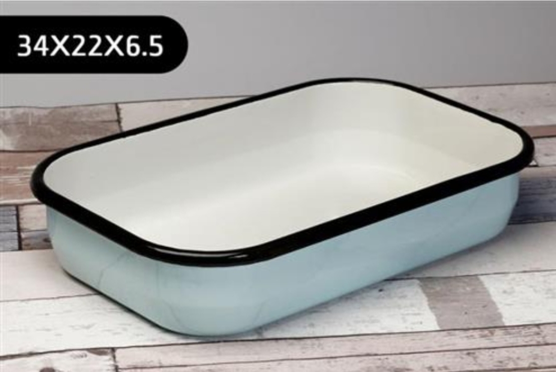 תבנית אמייל מלבנית בצבע תכלת גודל 34X22 ס