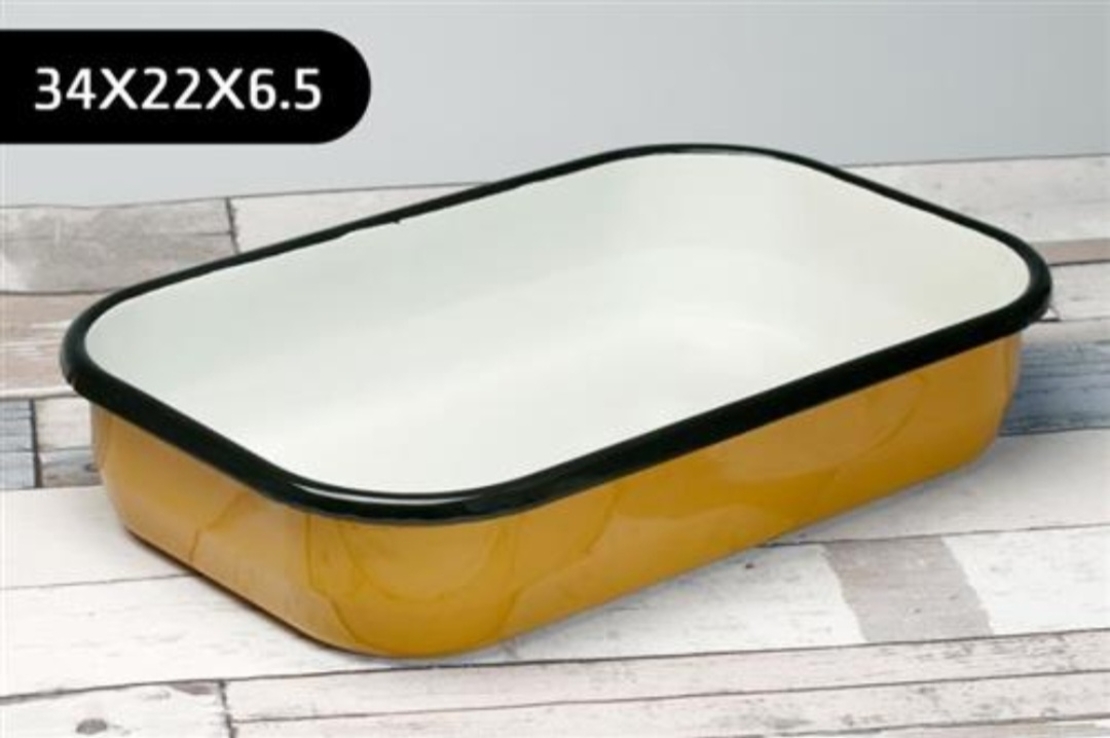 תבנית אמייל מלבנית בצבע חרדל גודל 34X22 ס