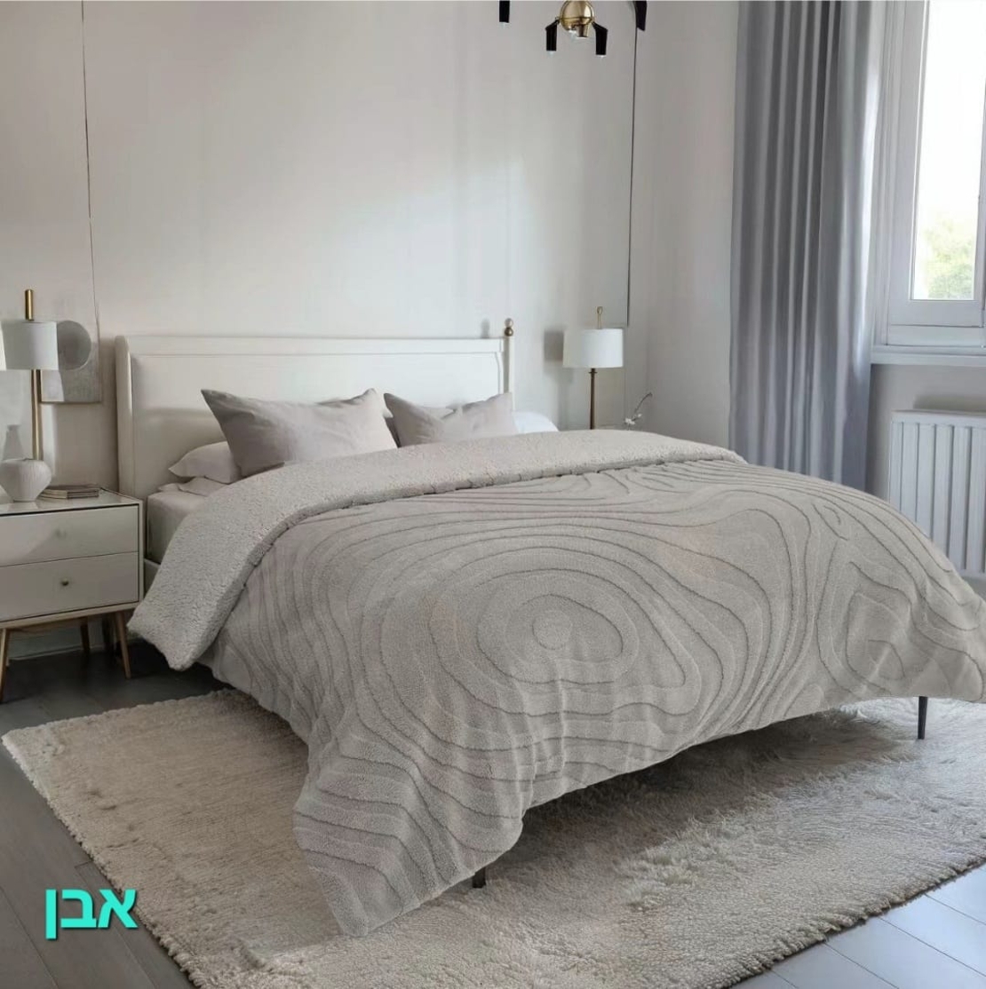 שמיכת חורף יחיד גודל 150X200 בצבע אבן