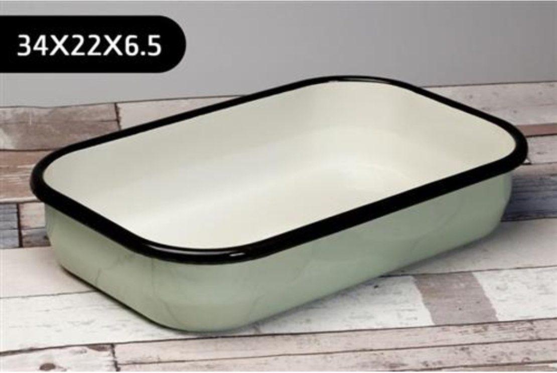 תבנית אמייל מלבנית בצבע ירוק גודל 34X22 ס