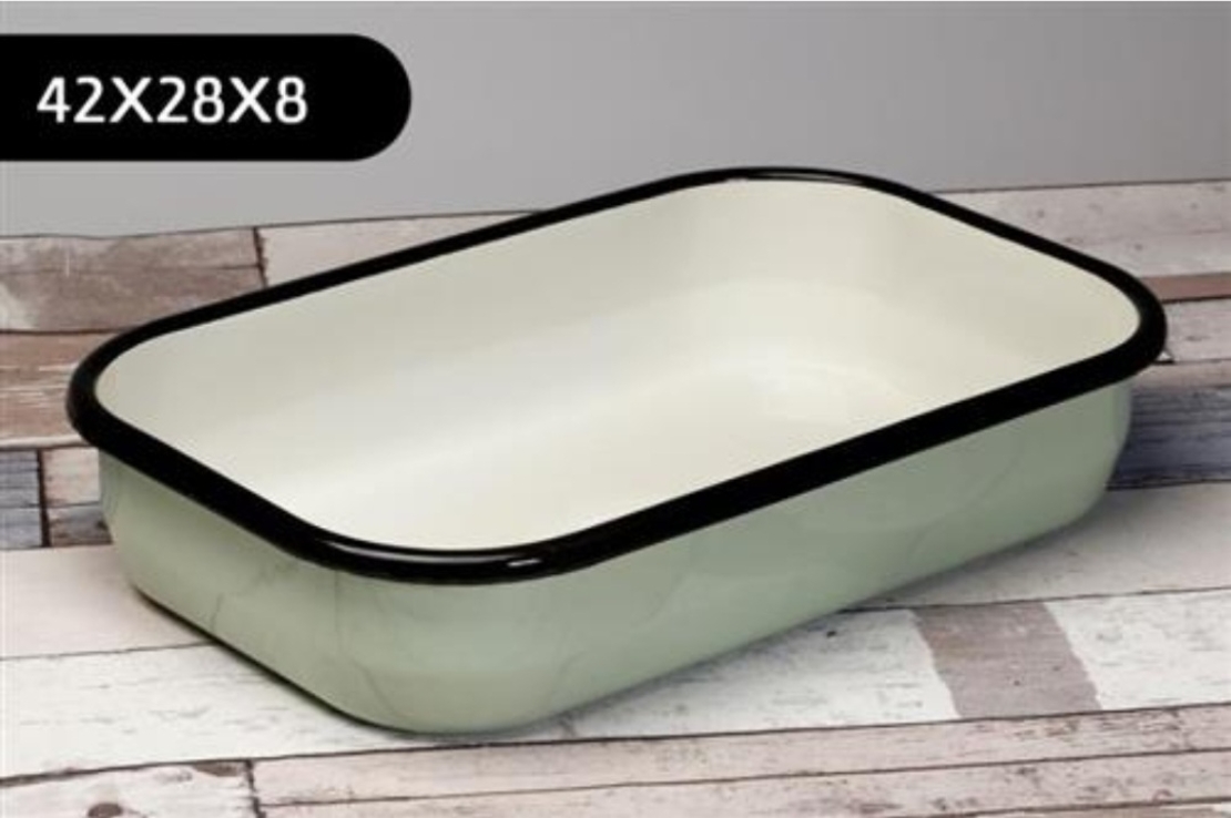 תבנית אמייל מלבנית בצבע ירוק גודל 42X28 ס