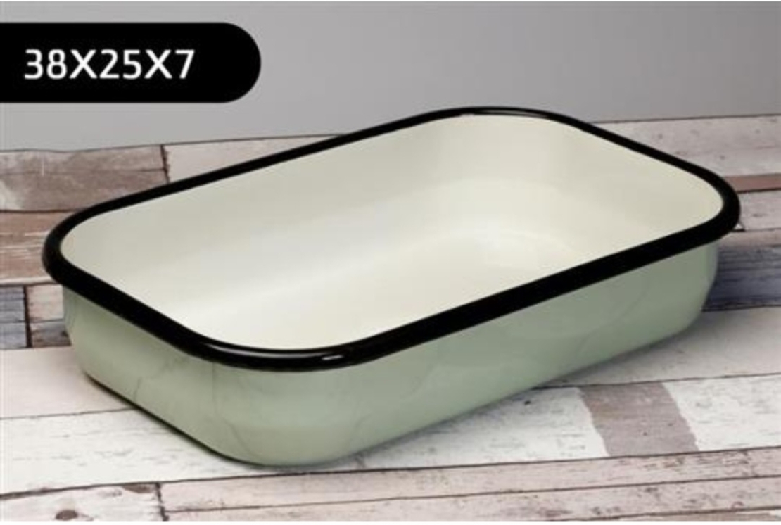 תבנית אמייל מלבנית בצבע ירוק גודל 38X25 ס