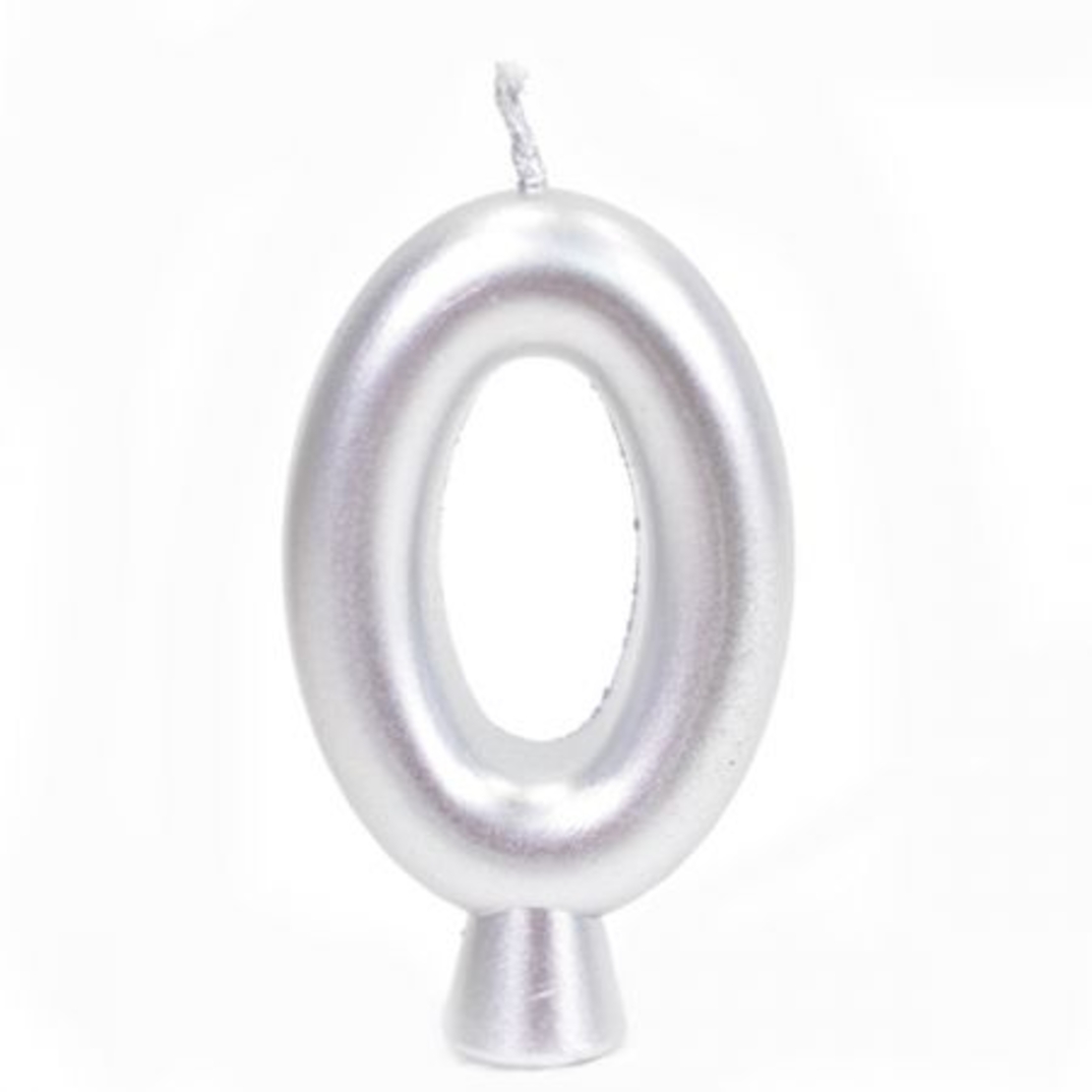 Birthday candle - 0 - silver