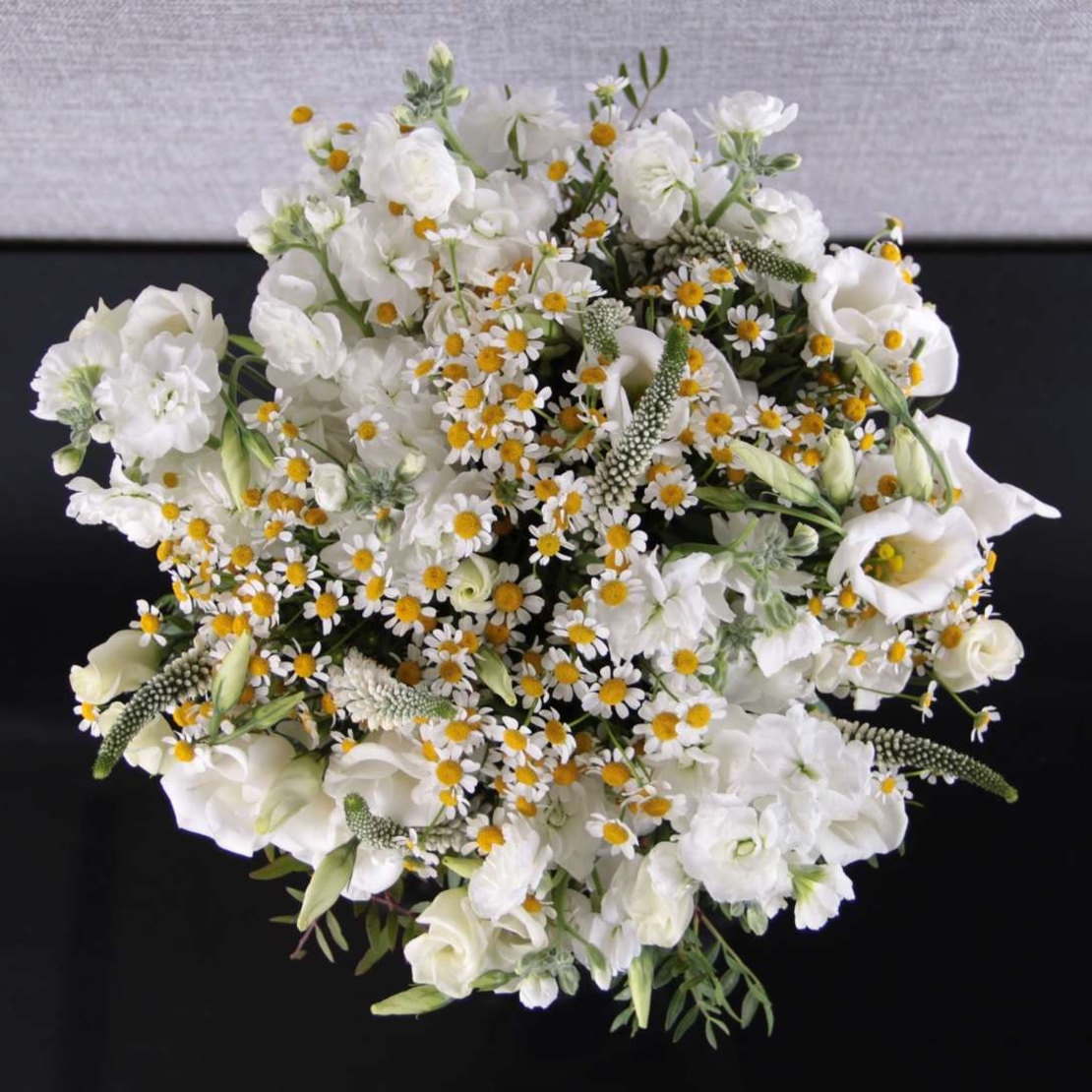 Butterfly Haven - white lisianthus bouquet in a vase