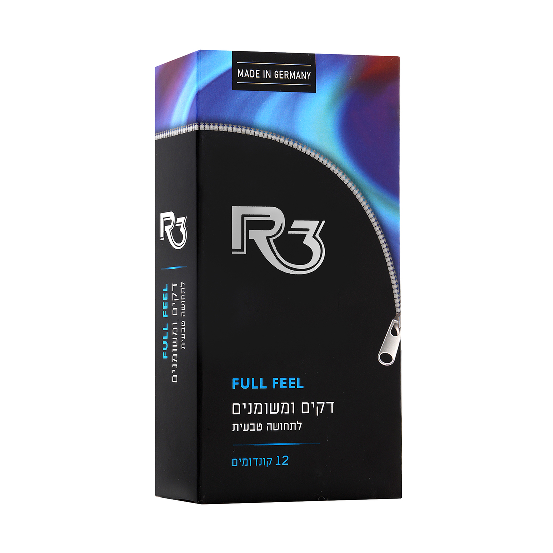 R3 FULL FEEL - קונדומים דקים ומשומנים לתחושה טבעית (12 קונדומים)