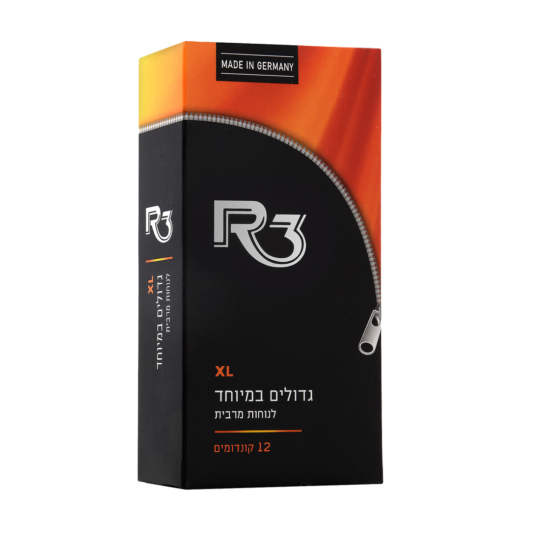 R3 XL - קונדומים XL גדולים במיוחד לנוחות מירבית (12 קונדומים)