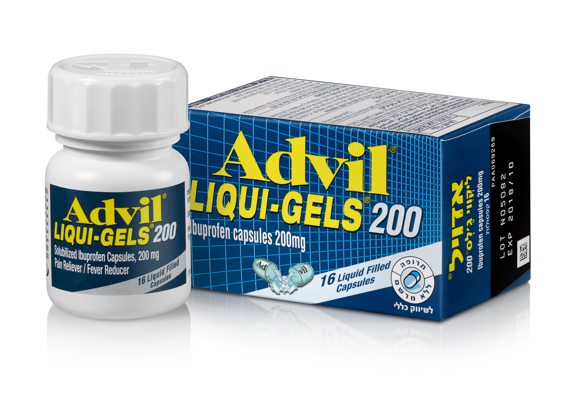 Advil LIQUI-GELS / אדויל ליקווי ג'לס - 16 כמוסות ג'ל, 200 מ''ג
