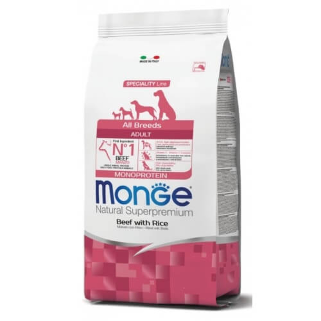 MONGE MONOPROTEIN מונג' מונופרוטאין לכלב בוגר על בסיס בקר 12 ק