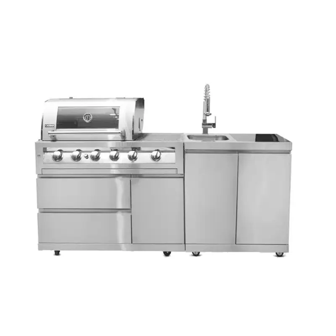 מטבח חוץ CAESAR Julius Novell 4 | גריל גז + יחידת כיור מנירוסטה 304