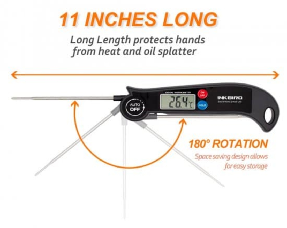 מד חום מזון דיגיטלי INKBIRD IHT-1P – מדחום נעץ נטען מהיר לבשר, גריל, מעשנה וטאבון