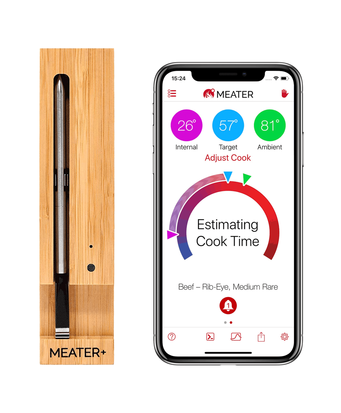 מדחום אלחוטי MEATER+ – מד חום חכם לבשר, גריל, מעשנה וטאבון