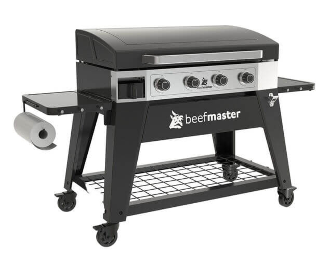 גריל פלאנצ'ה Beefmaster 4 עם עגלה | 4 מבערים ומשטח פלדה 4 מ