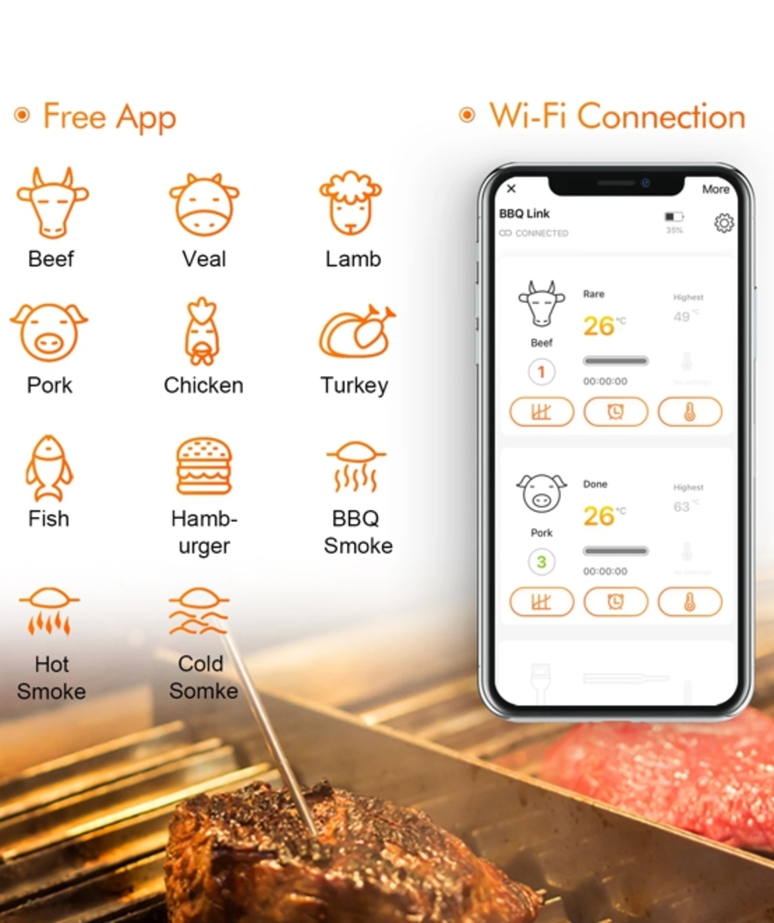 מד חום 4 פרובים WIFI