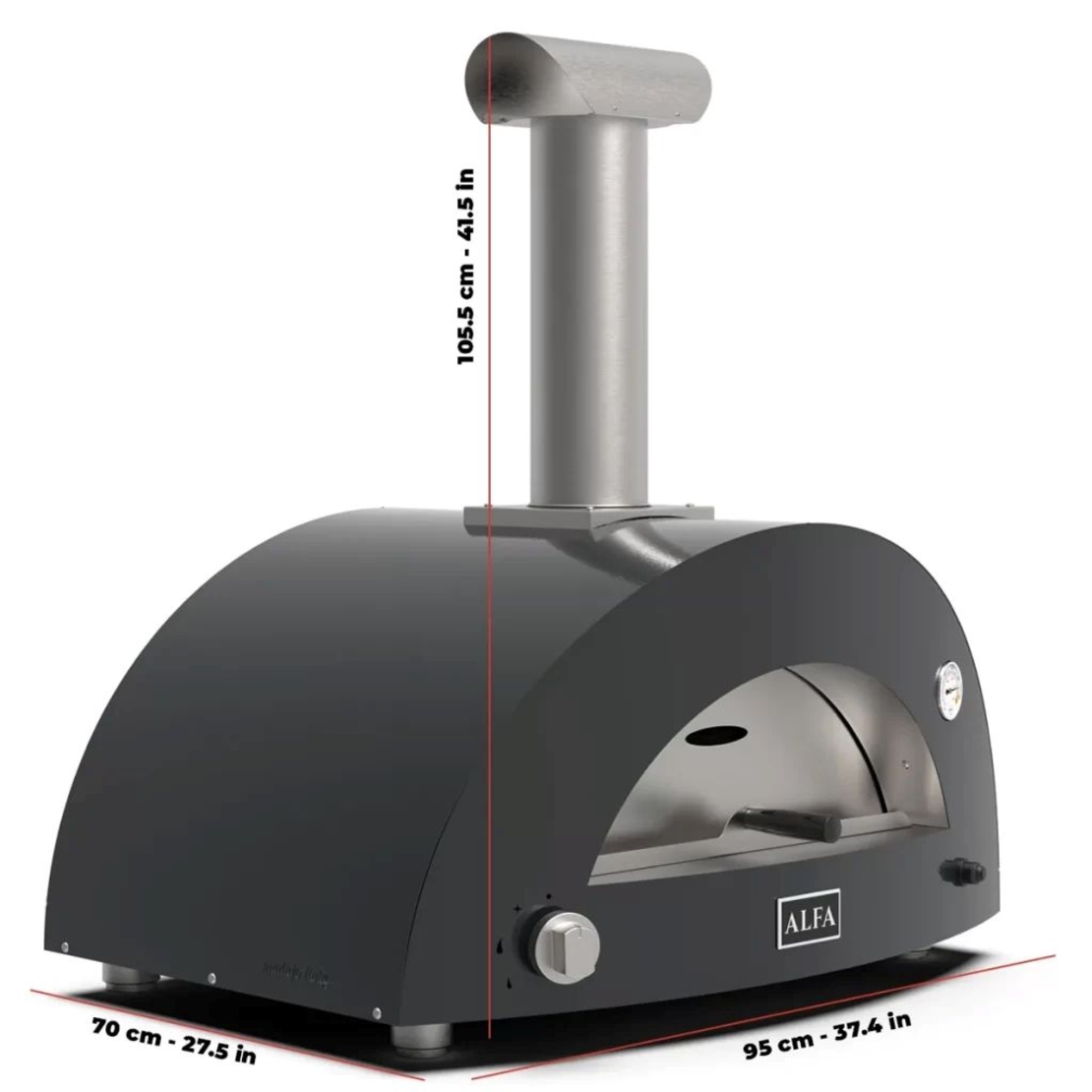 ALFA MODERNO 2 Pizze אפור – טאבון גז איטלקי לשתי פיצות | עד 500°C