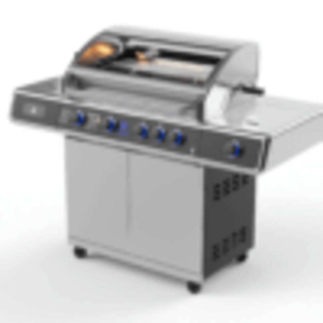 גריל גז Beefmaster Deluxe 4 עם עגלה, רוטיסרי וכירת צד | 4 מבערי Quad