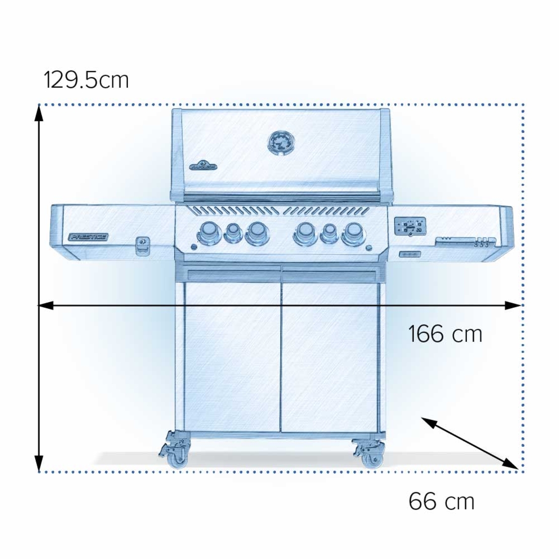 גריל גז Napoleon Prestige 500 Connected RSIB IL שחור | WiFi + Bluetooth | 4 מבערים | SIZZLE ZONE