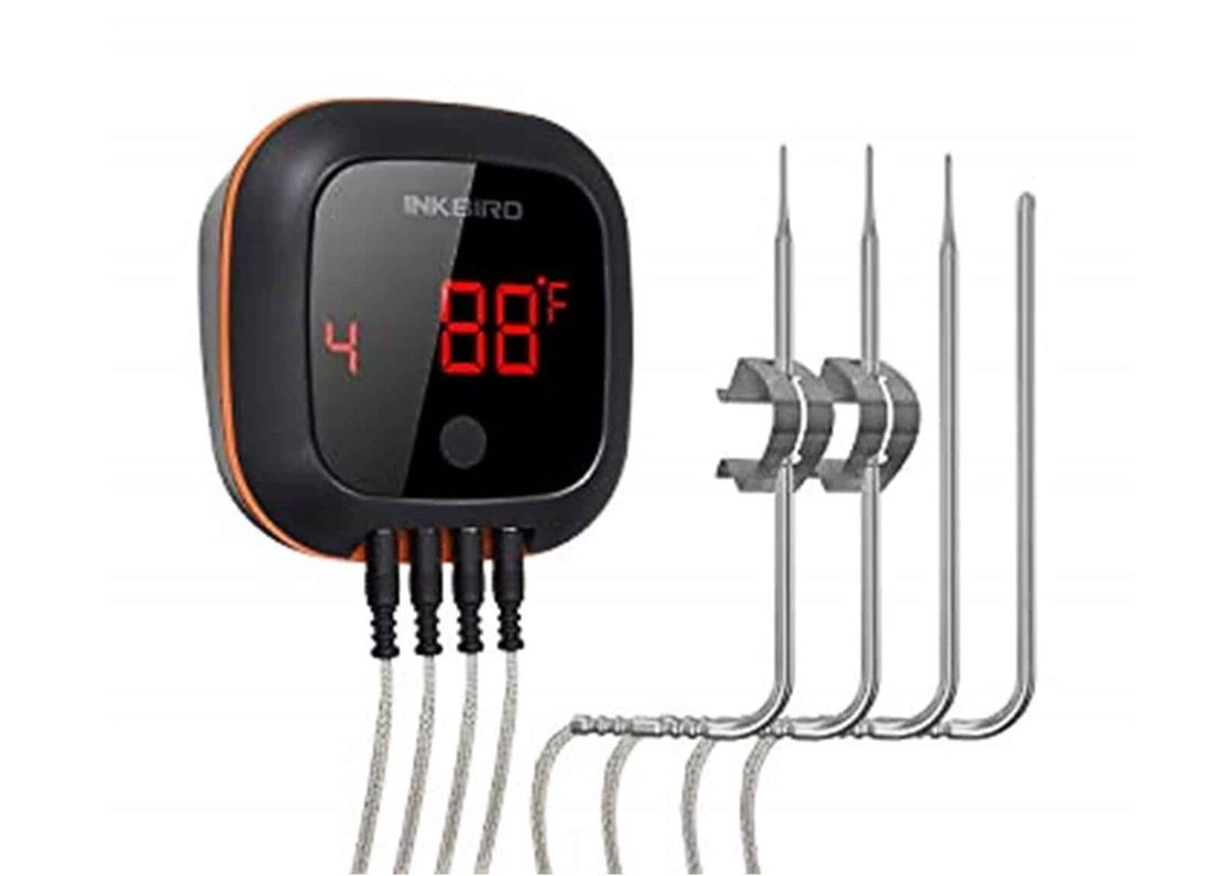 מד חום Bluetooth INKBIRD IBT-4XS – מדחום דיגיטלי עם 4 רגשים לגריל, מעשנה וטאבון