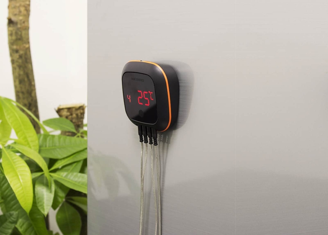 מד חום Bluetooth INKBIRD IBT-4XS – מדחום דיגיטלי עם 4 רגשים לגריל, מעשנה וטאבון