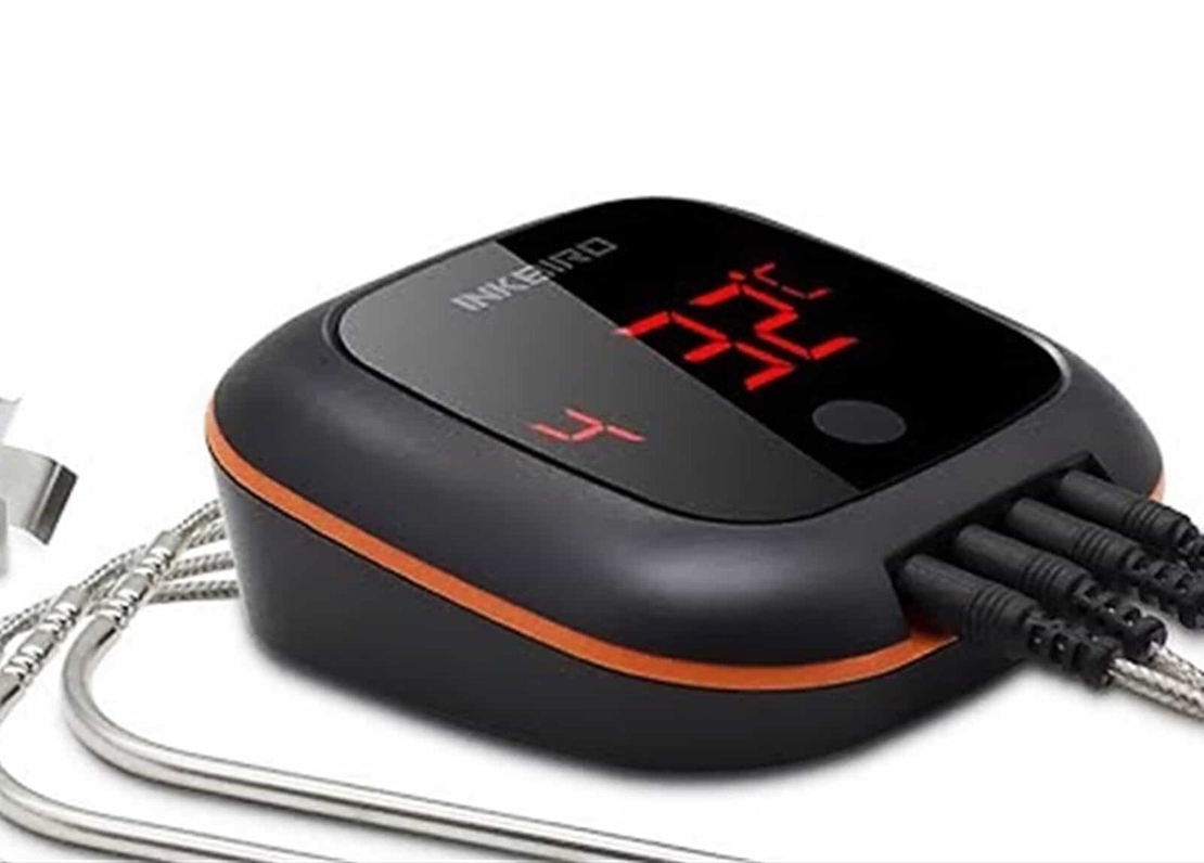 מד חום Bluetooth INKBIRD IBT-4XS – מדחום דיגיטלי עם 4 רגשים לגריל, מעשנה וטאבון