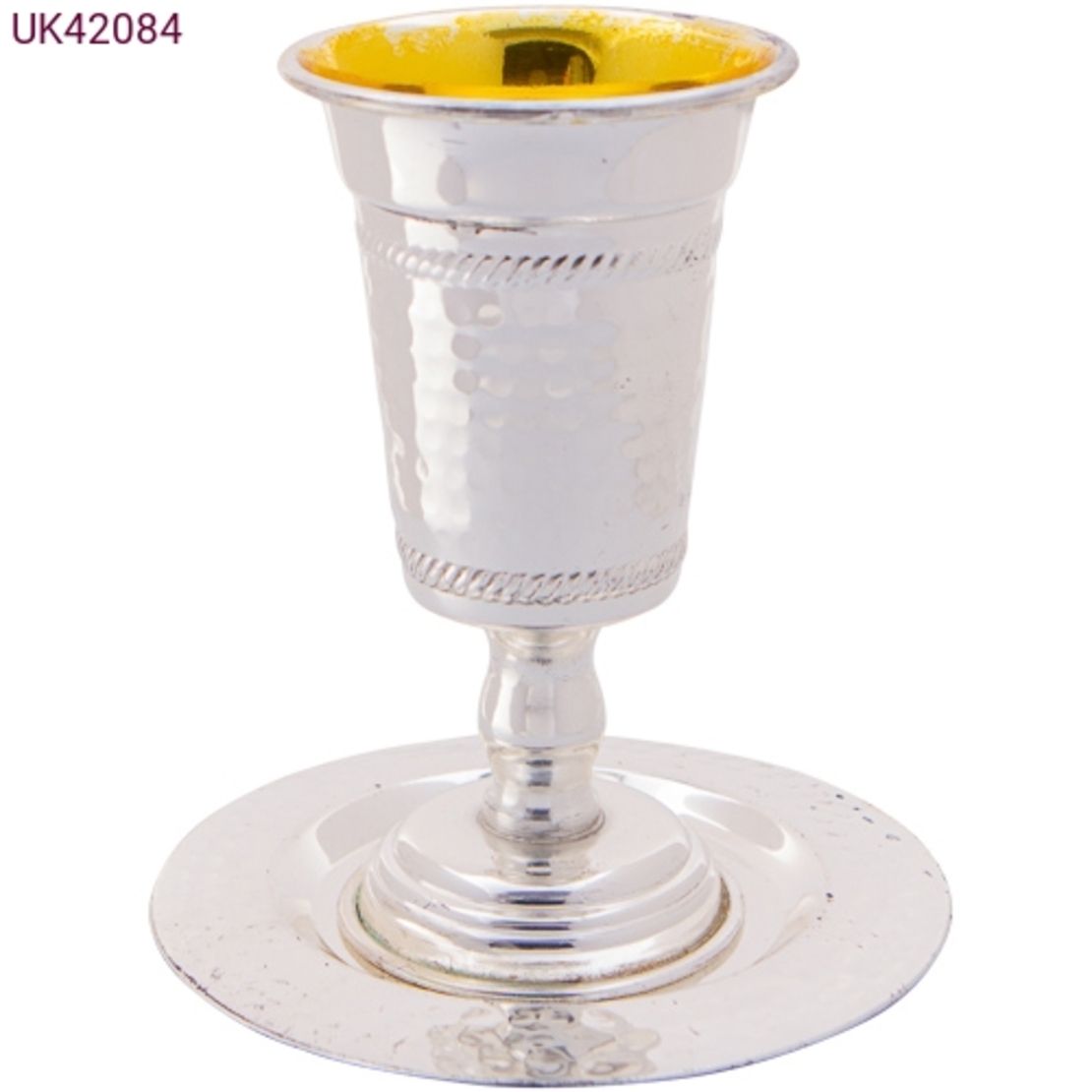 Sterling Silver Kiddush Cup with stand and plate
