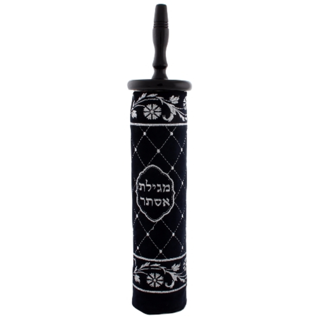 בית מגילה עץ + כיסוי קטיפה כחול כהה 25 ס'מ