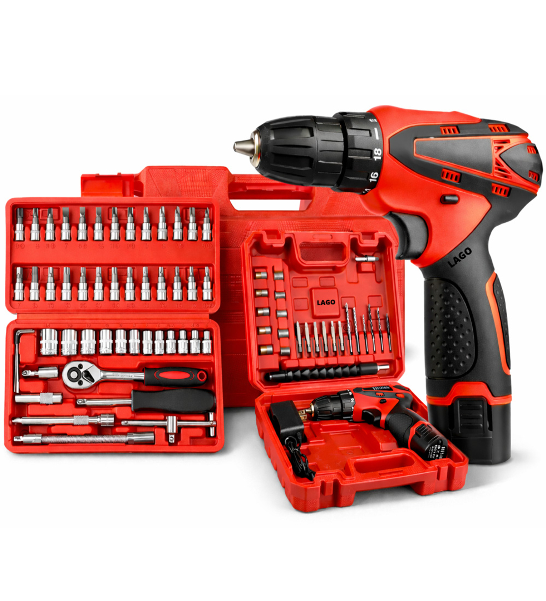 סט מברגה כולל 2 מזוודות כלים ובוקסות מעל 70 חלקים