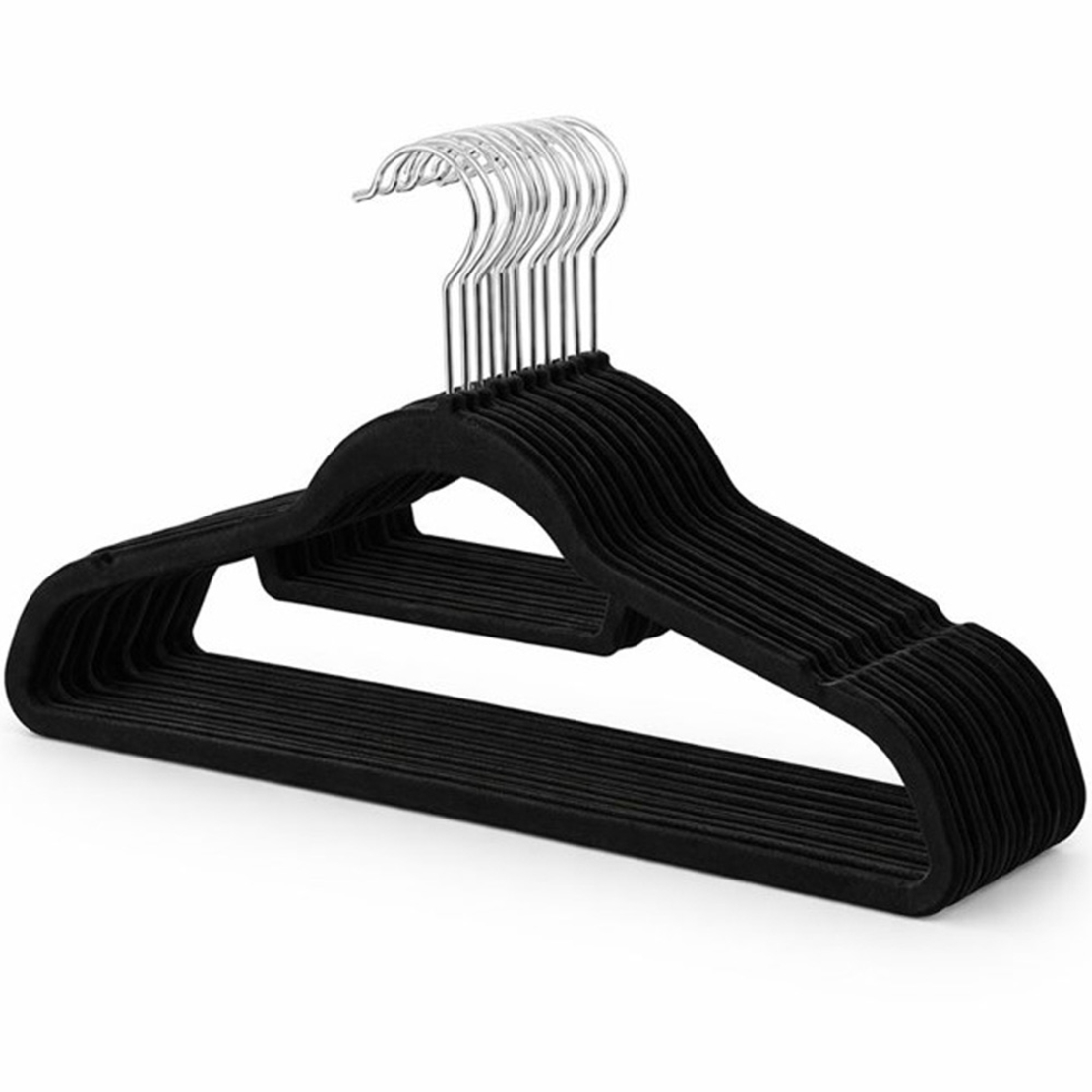 סט 10 יח' קולבים לבגדים קטיפה