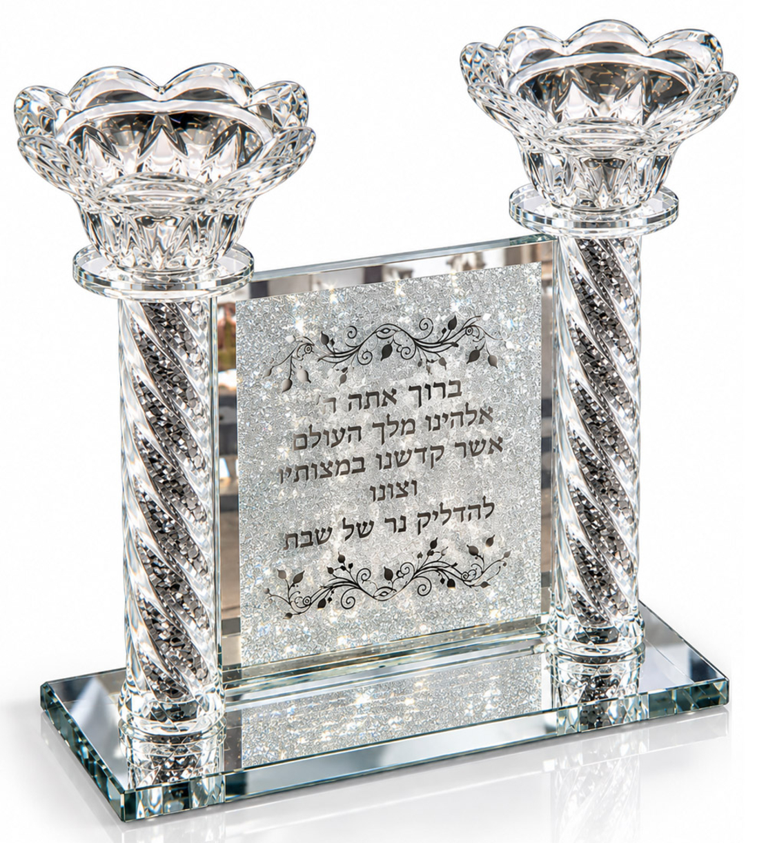 פמוטים לשבת עם ברכה חרוטה במארז מהודר