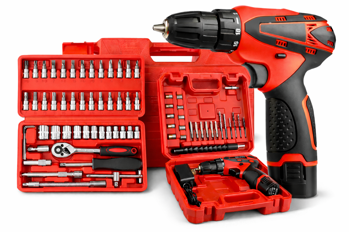 סט מברגה כולל 2 מזוודות כלים ובוקסות מעל 70 חלקים