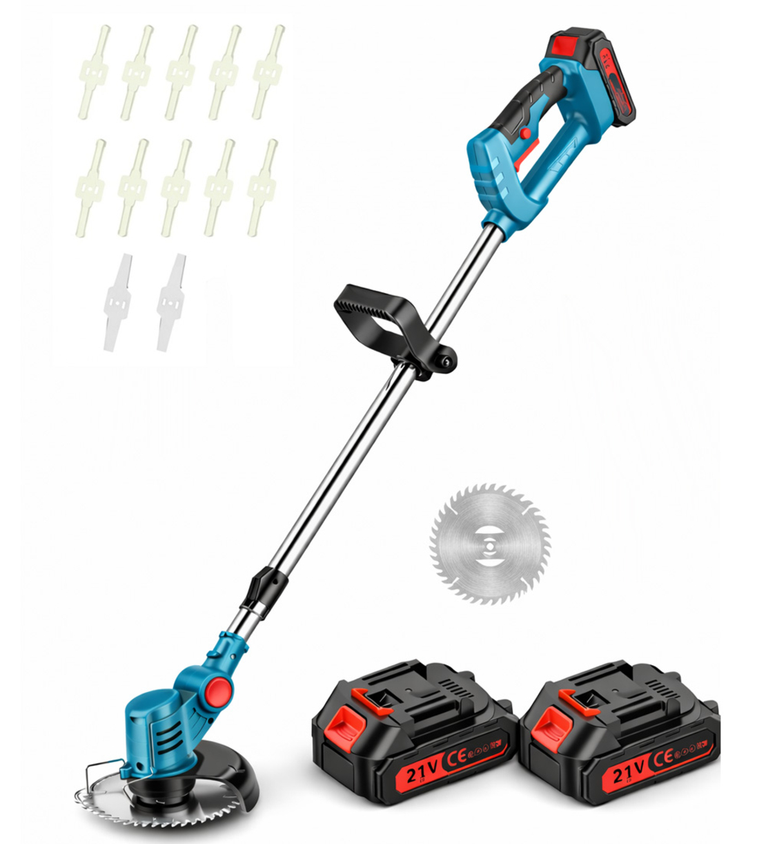 חרמש חזק כולל 2 סוללות נטען עם תוספות