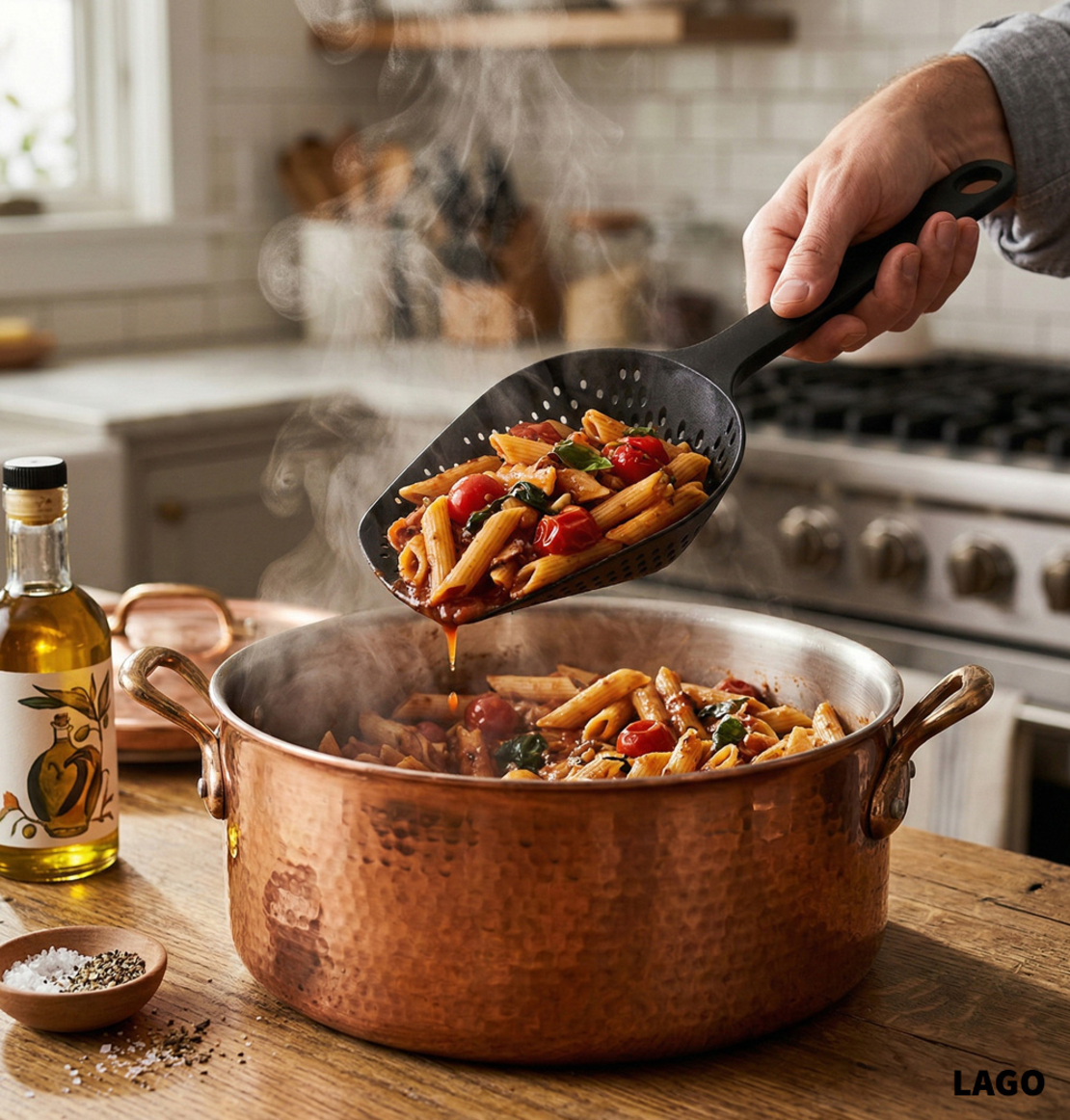 כף מסננת עמוקה לבישול והגשה – מסננת שמן ונוזלים בקלות