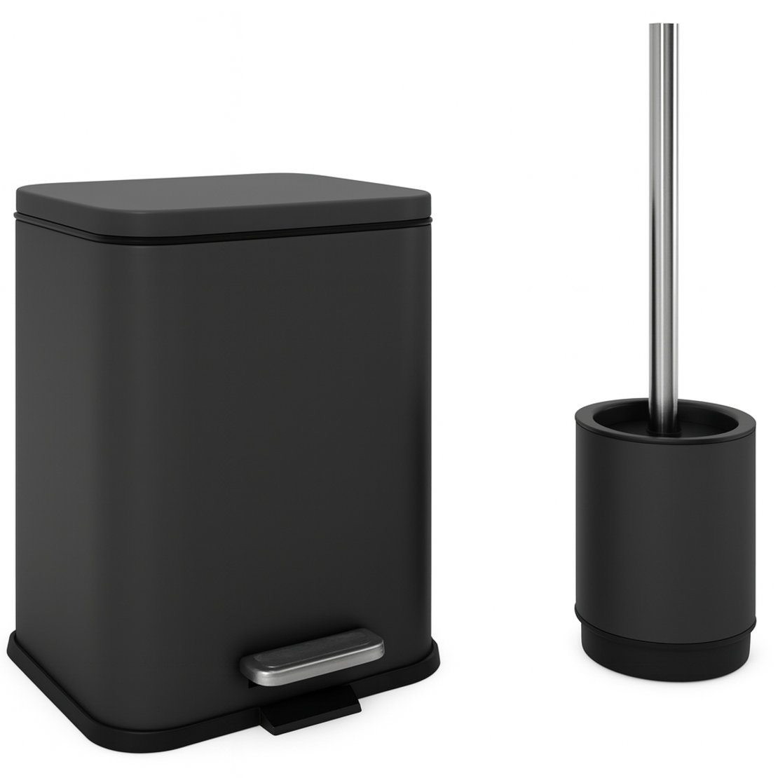 פח נירוסטה 5 ליטר טריקה שקטה ומברשת סילקון שחור אלגנט