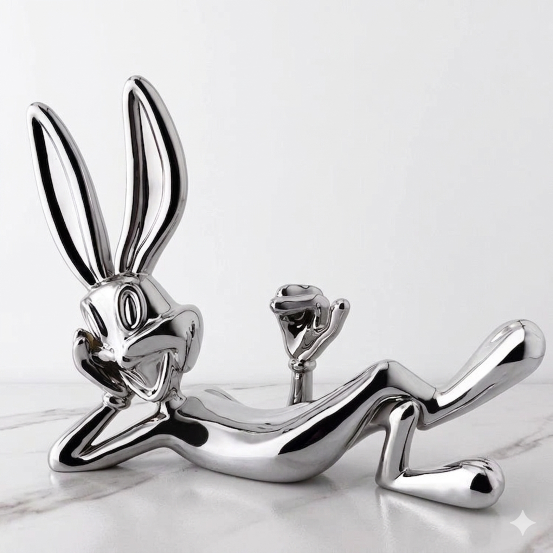 ארנב מקרמיקה בצבע ניקל מבריק