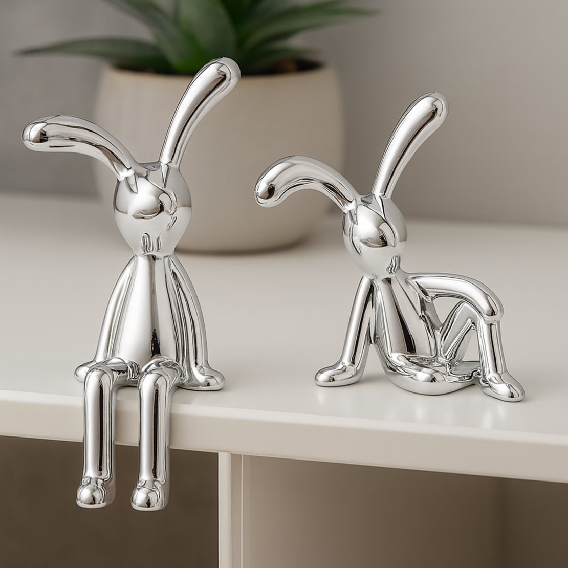 זוג ארנבונים דקורטיביים עם דבק דו־צדדי