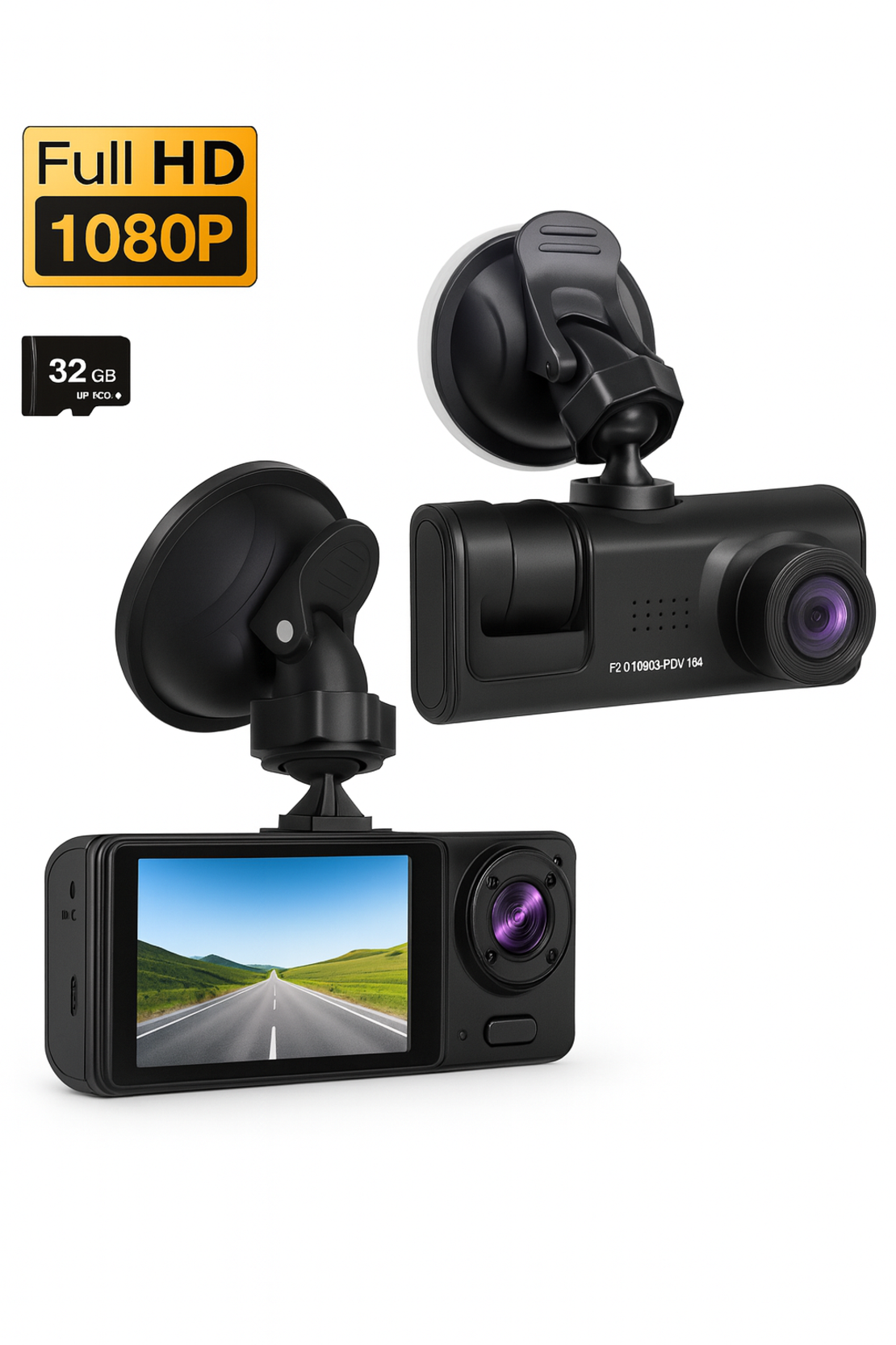 מצלמת דרך לרכב כפולה קדימה ופנימית Full HD 1080P