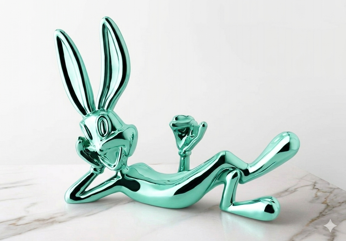 ארנב מקרמיקה בצבע תטורקיז בהיר