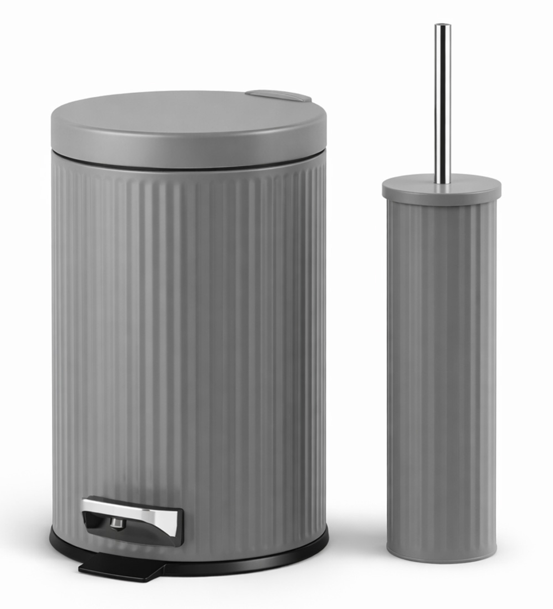 פח לשירותים 5 ליטר טריקה שקטה כולל מברשת במגוון צבעים אפור