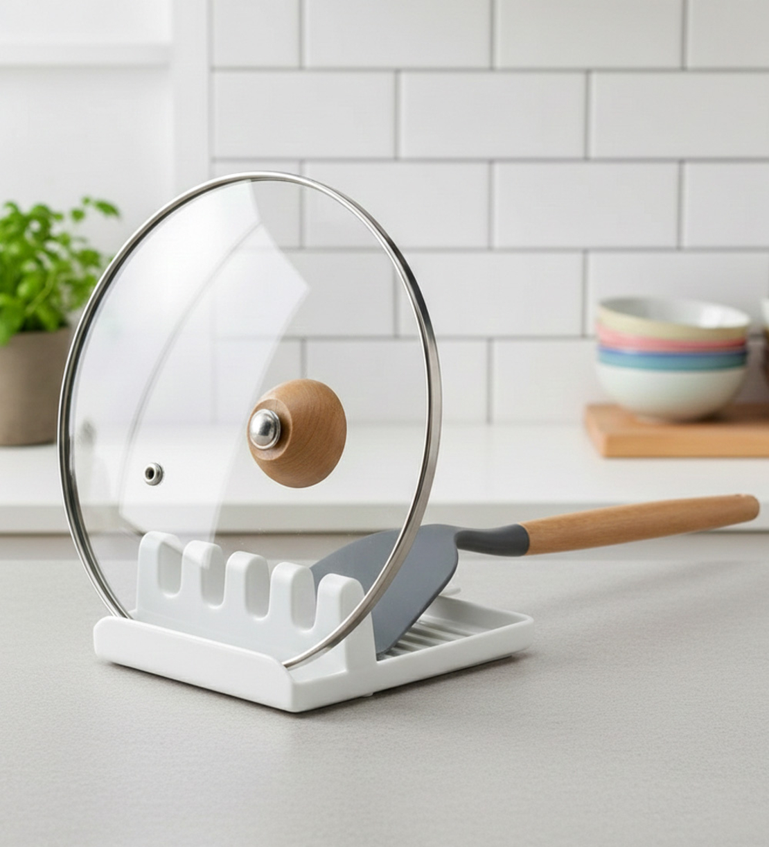 מעמד לכף ומכסה סיר בזמן בישול