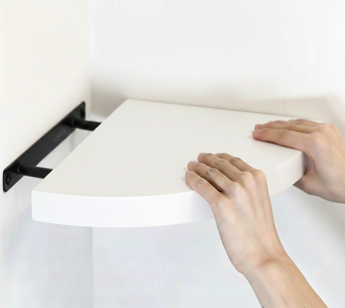 מדף צף פינתי במגוון צבעים | התקנה נסתרת | חזק מאוד ואיכותי