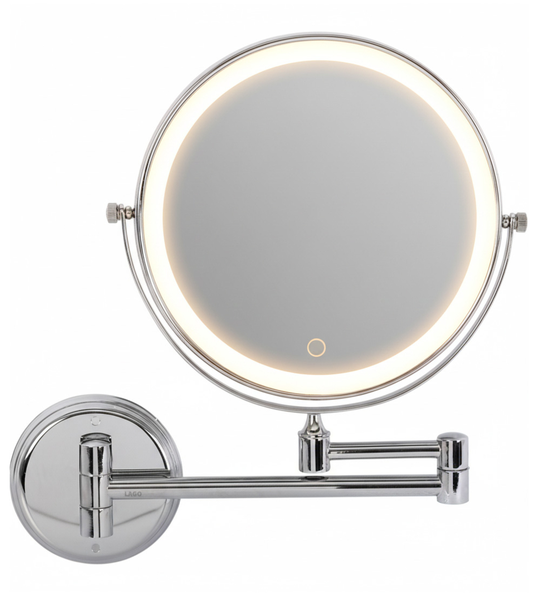 מראה מגדילה פי 10 עם תאורה מקצועית לקיר ניקל דגם 1274