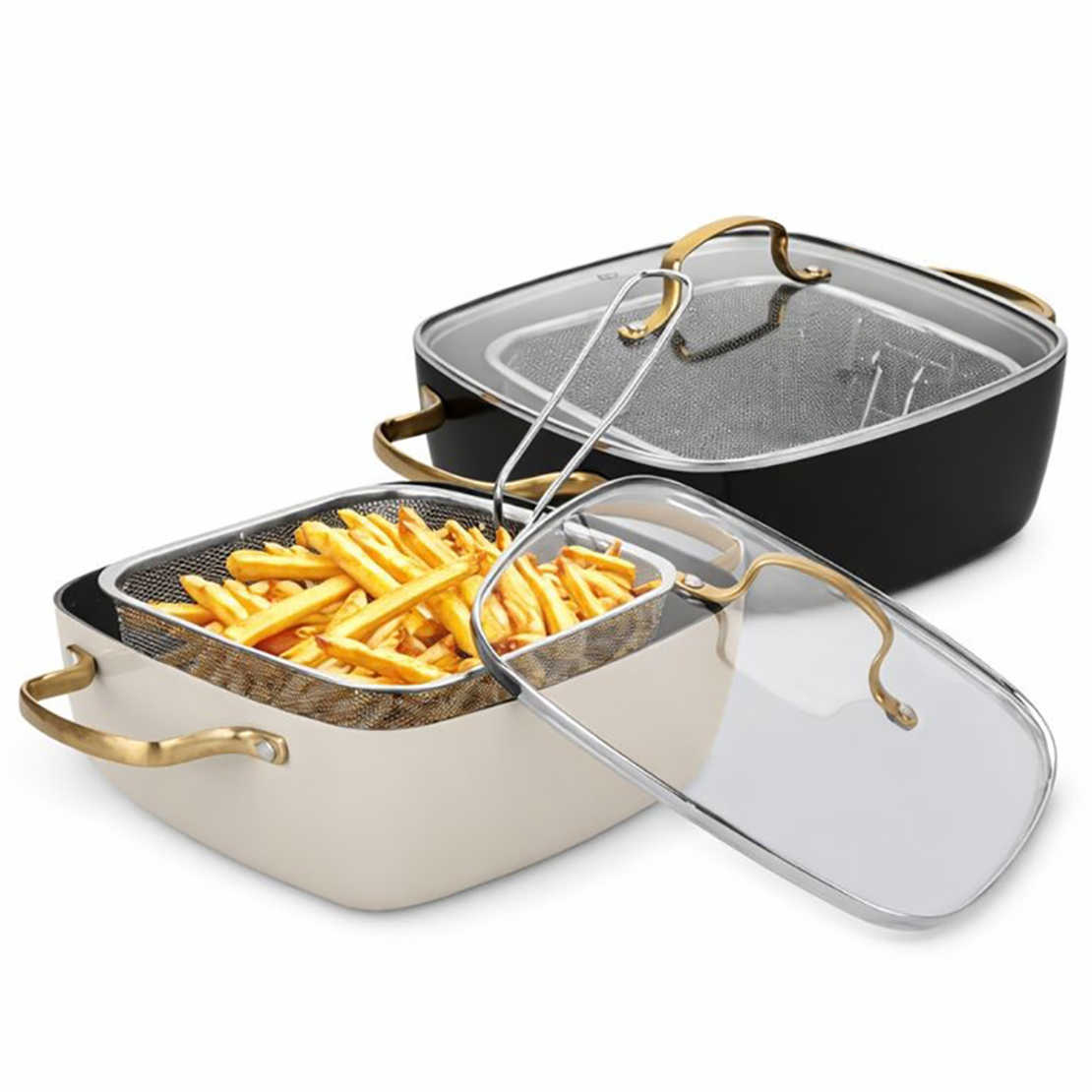 סיר טיגון ובישול באחד מתאים גם לאינדוקציה כולל מסננת מתלת