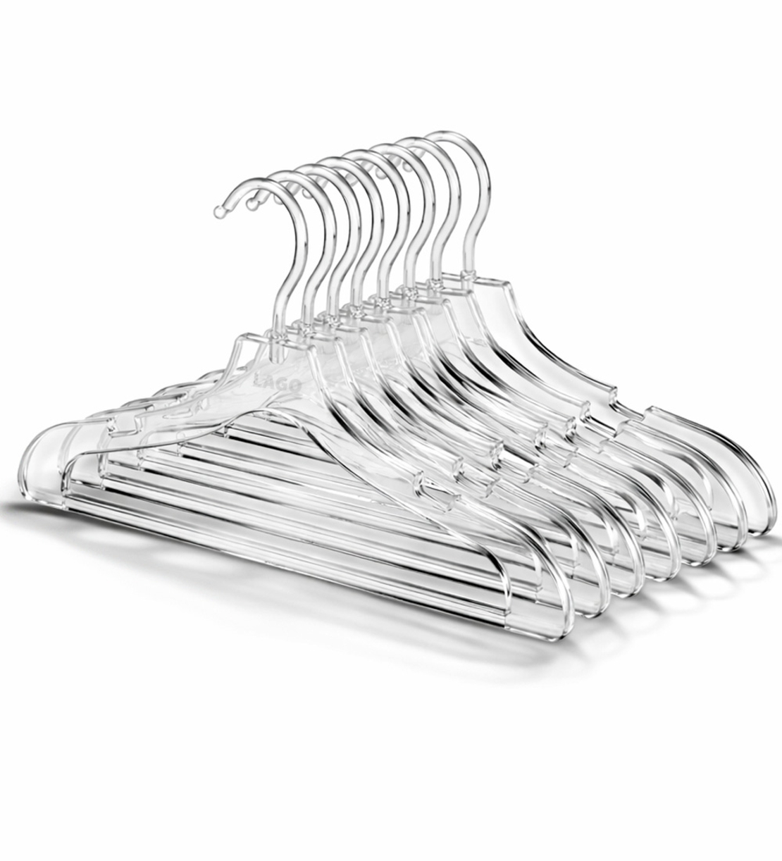 סט 5 יח' קולבים לבגדים אקריל שקופים