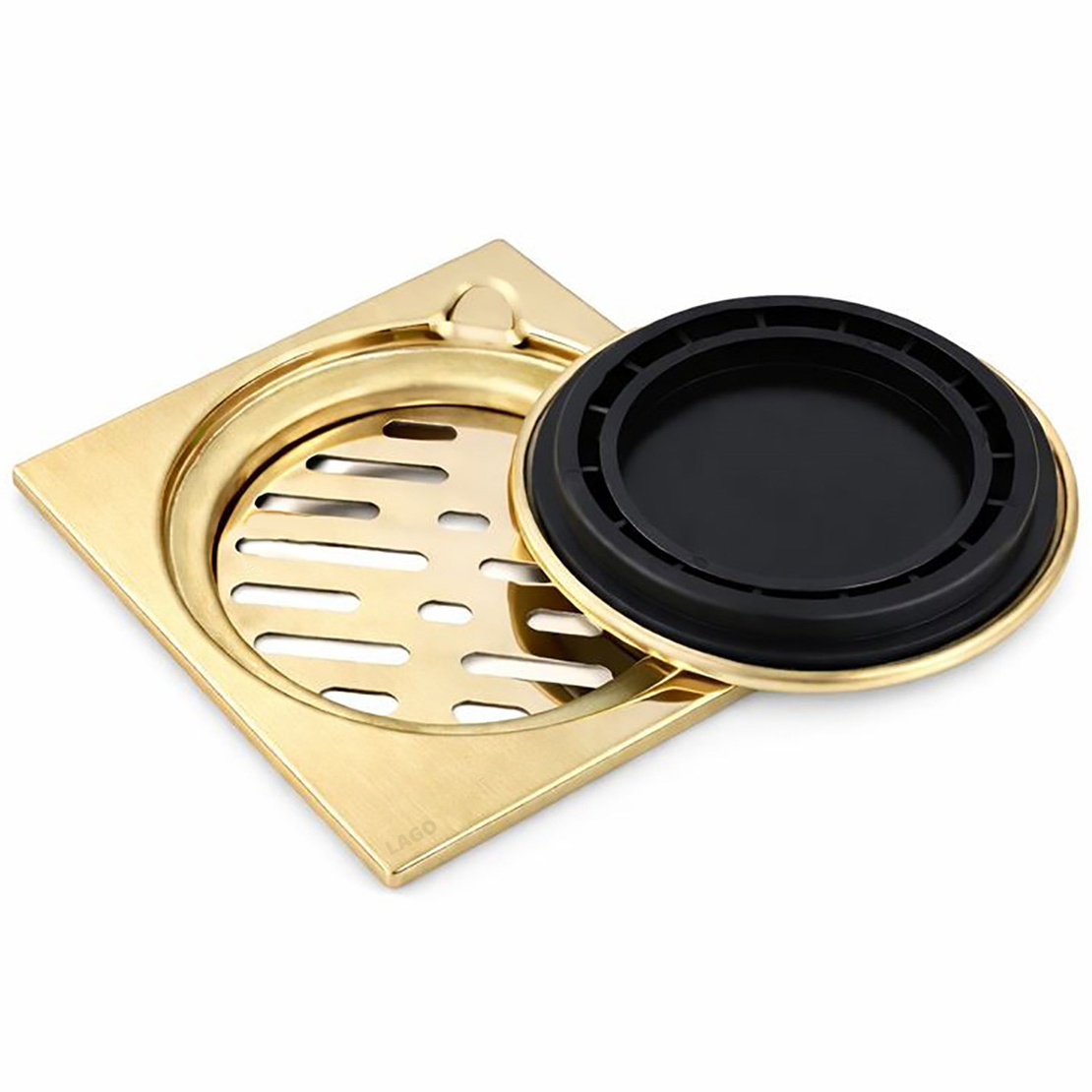 מכסה ביוב רשת + מכסה איטום זהב מוברש 12.5X12.5