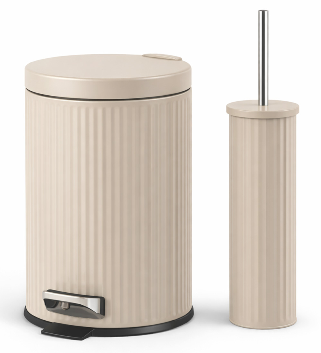 פח לשירותים 5 ליטר טריקה שקטה כולל מברשת במגוון צבעים שמנת קרם