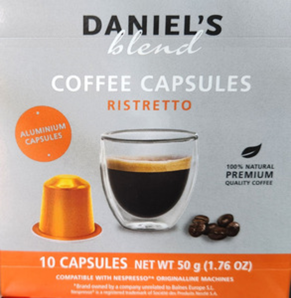 10 קפסולות מתאימות לנספרסו כתום RISTRETTO