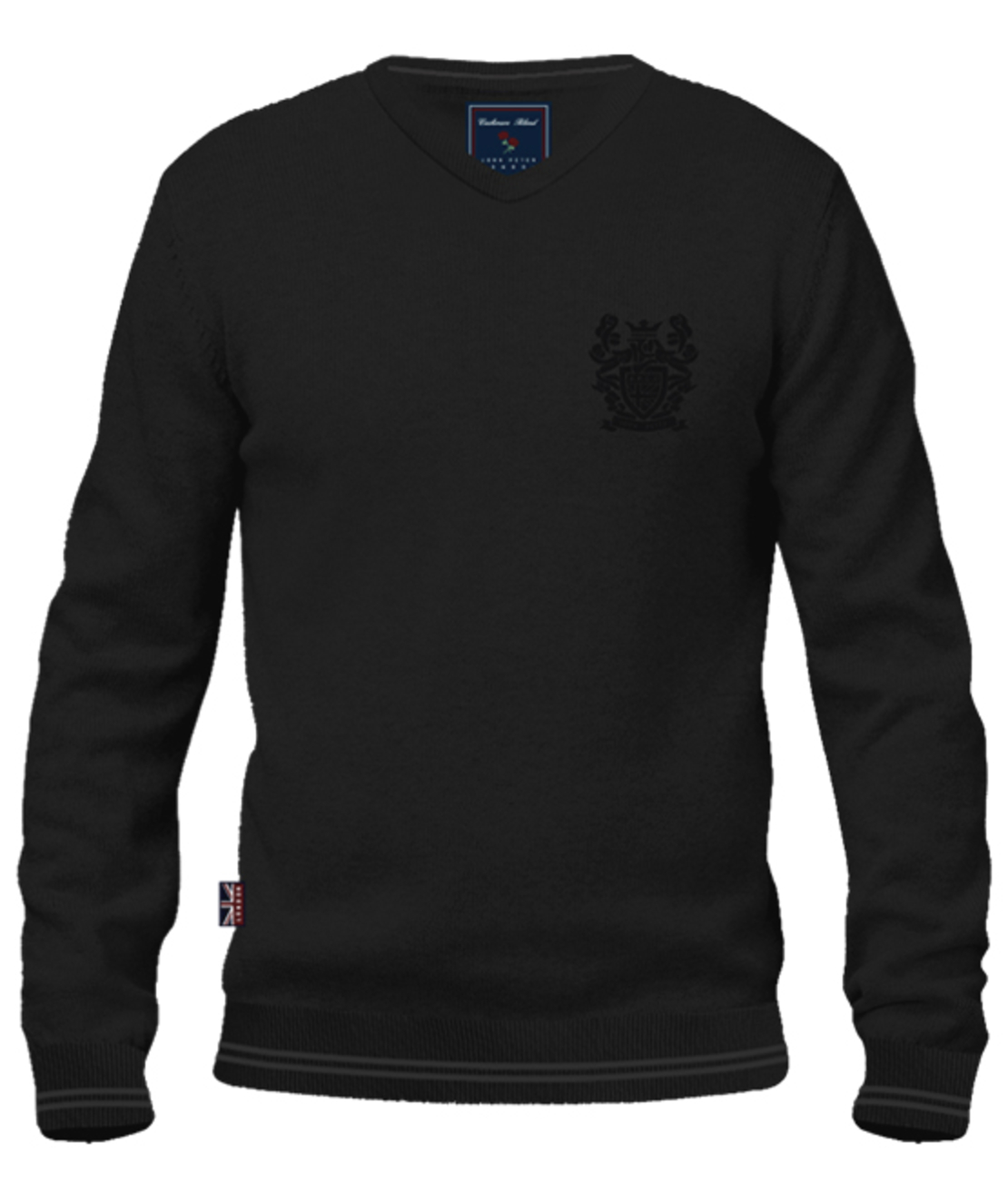 סריג V-Neck Cashmere Embroidery - שחור
