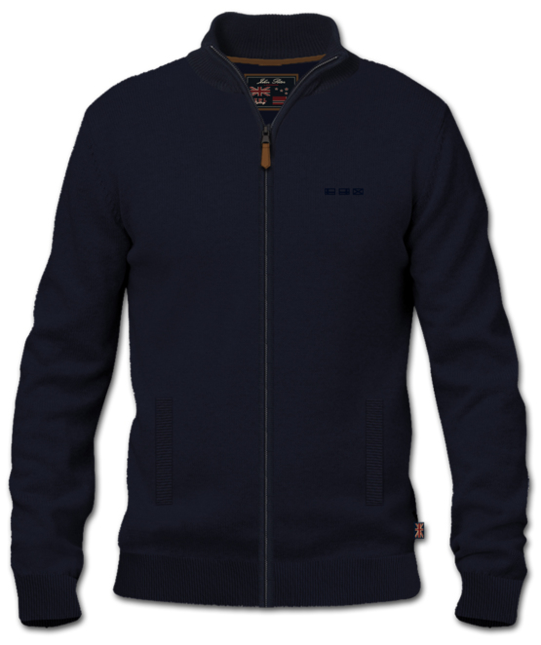 סריג Cashmere רוכסן מלא שחור