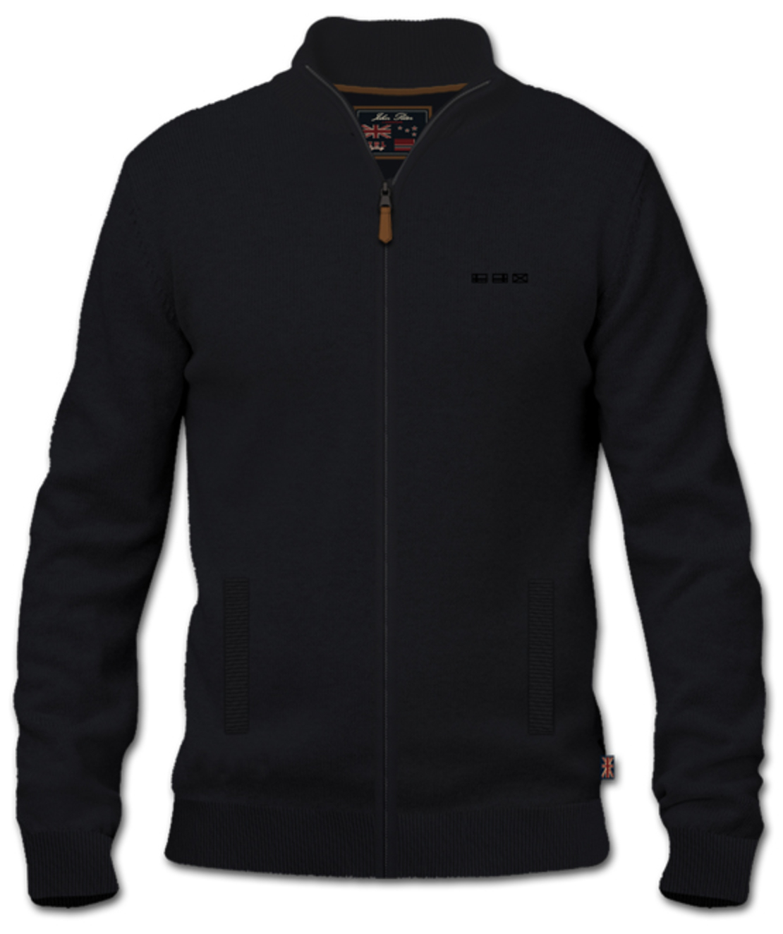 סריג Cashmere רוכסן מלא שחור